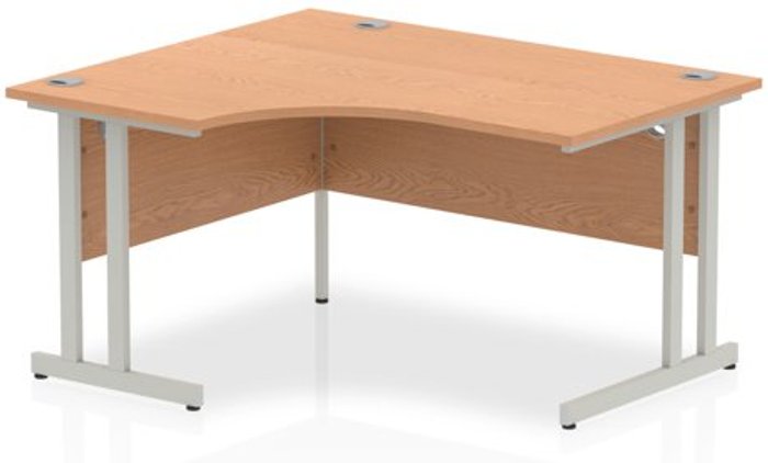 Office Monster | Impulse Impulse 1400mm Left Crescent Desk Oak Top Silver Cantilever Leg Impulse Impulse 1400mm Left Crescent Desk Oak Top Silver Cantilever Leg