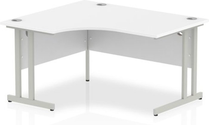 Office Monster | Impulse Impulse 1400mm Left Crescent Desk White Top Silver Cantilever Leg Impulse Impulse 1400mm Left Crescent Desk White Top Silver Cantilever Leg