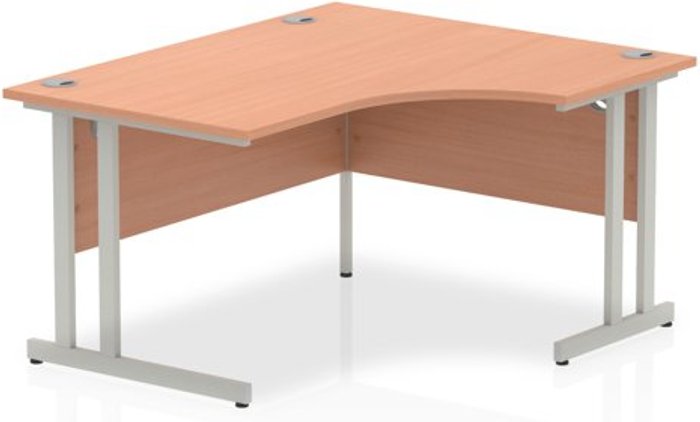 Office Monster | Impulse Impulse 1400mm Right Crescent Desk Beech Top Silver Cantilever Leg Impulse Impulse 1400mm Right Crescent Desk Beech Top Silver Cantilever Leg