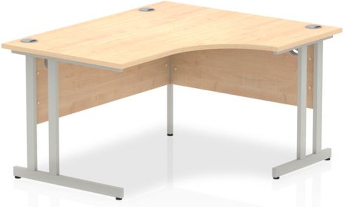 Office Monster | Impulse Impulse 1400mm Right Crescent Desk Maple Top Silver Cantilever Leg Impulse Impulse 1400mm Right Crescent Desk Maple Top Silver Cantilever Leg