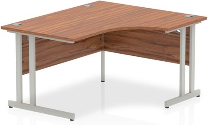 Office Monster | Impulse Impulse 1400mm Right Crescent Desk Walnut Top Silver Cantilever Leg Impulse Impulse 1400mm Right Crescent Desk Walnut Top Silver Cantilever Leg