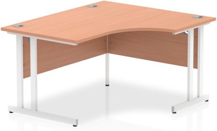 Office Monster | Impulse Impulse 1400mm Right Crescent Desk Beech Top White Cantilever Leg Impulse Impulse 1400mm Right Crescent Desk Beech Top White Cantilever Leg