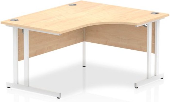 Office Monster | Impulse Impulse 1400mm Right Crescent Desk Maple Top White Cantilever Leg Impulse Impulse 1400mm Right Crescent Desk Maple Top White Cantilever Leg