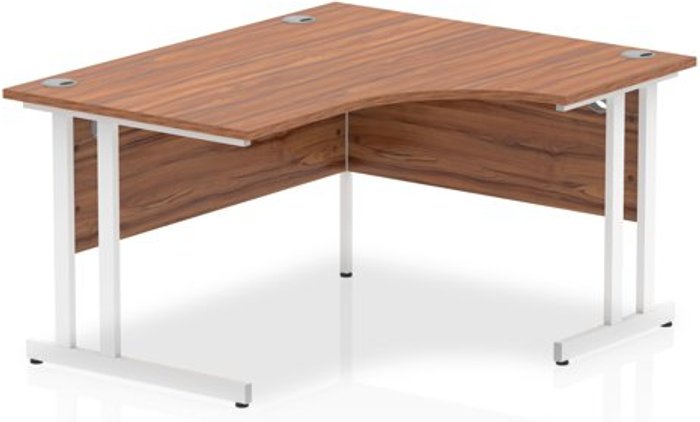 Office Monster | Impulse Impulse 1400mm Right Crescent Desk Walnut Top White Cantilever Leg Impulse Impulse 1400mm Right Crescent Desk Walnut Top White Cantilever Leg