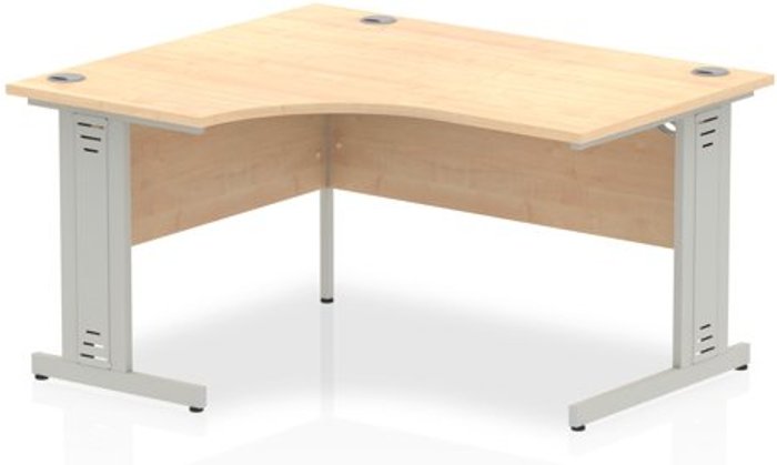 Office Monster | Impulse Impulse 1400mm Left Hand Crescent Desk Maple Top Silver Cable Managed Leg Impulse Impulse 1400mm Left Hand Crescent Desk Maple Top Silver Cable Managed Leg