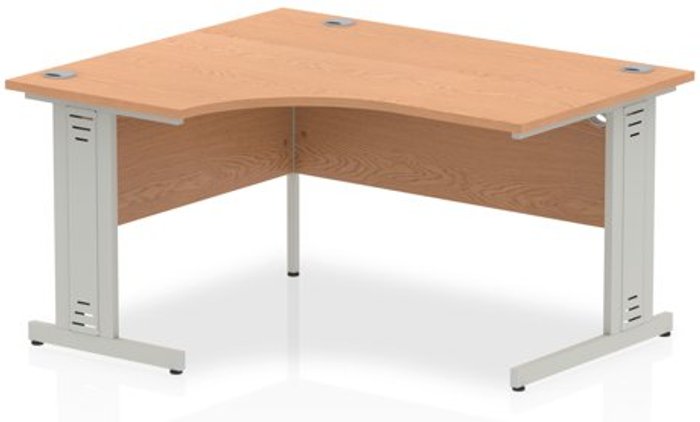 Office Monster | Impulse Impulse 1400mm Left Hand Crescent Desk Oak Top Silver Cable Managed Leg Impulse Impulse 1400mm Left Hand Crescent Desk Oak Top Silver Cable Managed Leg