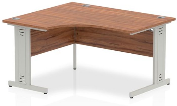 Office Monster | Impulse Impulse 1400mm Left Hand Crescent Desk Walnut Top Silver Cable Managed Leg Impulse Impulse 1400mm Left Hand Crescent Desk Walnut Top Silver Cable Managed Leg