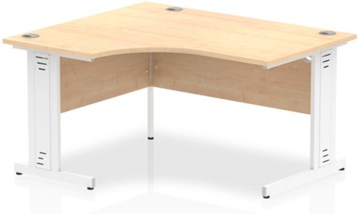 Office Monster | Impulse Impulse 1400mm Left Hand Crescent Desk Maple Top White Cable Managed Leg Impulse Impulse 1400mm Left Hand Crescent Desk Maple Top White Cable Managed Leg