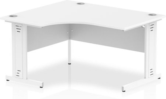 Office Monster | Impulse Impulse 1400mm Left Hand Crescent Desk White Top White Cable Managed Leg Impulse Impulse 1400mm Left Hand Crescent Desk White Top White Cable Managed Leg