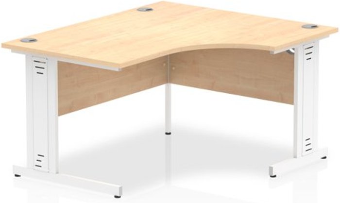 Office Monster | Impulse Impulse 1400mm Right Crescent Desk Maple Top White Cable Managed Leg Impulse Impulse 1400mm Right Crescent Desk Maple Top White Cable Managed Leg