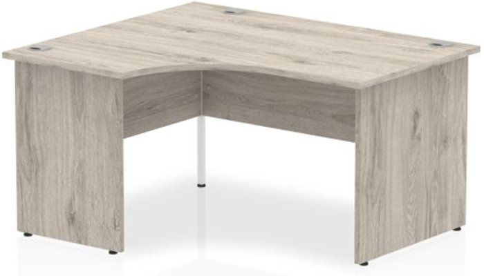 Office Monster | Impulse Impulse 1400mm Left Crescent Desk Grey Oak Top Panel End Leg Impulse Impulse 1400mm Left Crescent Desk Grey Oak Top Panel End Leg