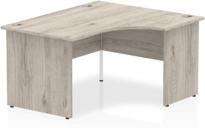 Office Monster | Impulse Impulse 1400mm Right Crescent Desk Grey Oak Top Panel End Leg Impulse Impulse 1400mm Right Crescent Desk Grey Oak Top Panel End Leg