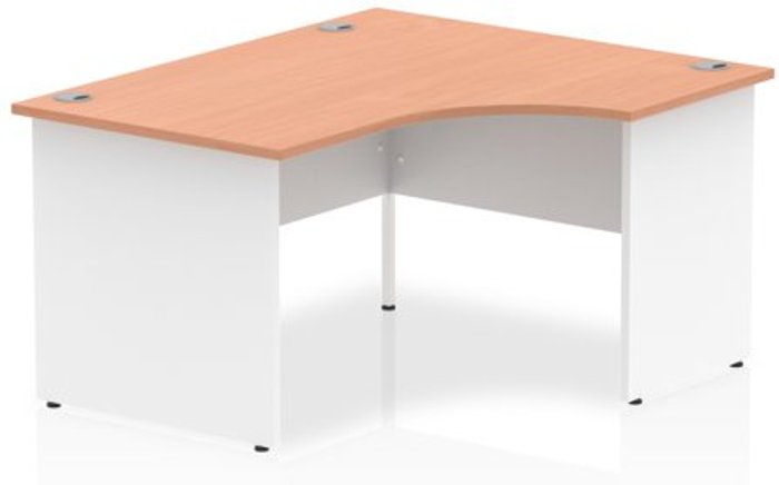 Office Monster | Impulse Impulse 1400mm Right Crescent Desk Beech Top White Panel End Leg Impulse Impulse 1400mm Right Crescent Desk Beech Top White Panel End Leg