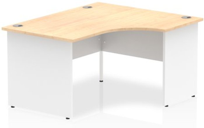 Office Monster | Impulse Impulse 1400mm Right Crescent Desk Maple Top White Panel End Leg Impulse Impulse 1400mm Right Crescent Desk Maple Top White Panel End Leg