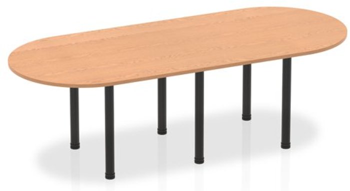 Office Monster | Impulse Impulse 2400mm Boardroom Table Oak Top Black Post Leg Impulse Impulse 2400mm Boardroom Table Oak Top Black Post Leg