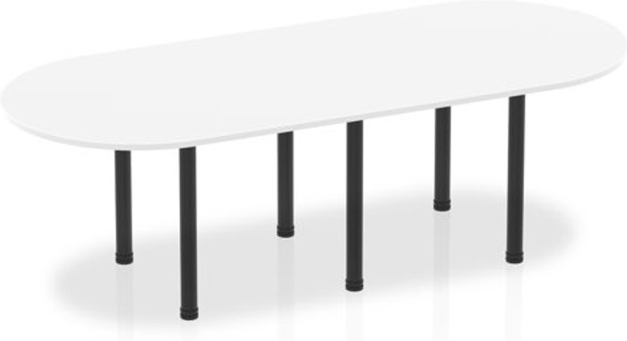 Office Monster | Impulse Impulse 2400mm Boardroom Table White Top Black Post Leg Impulse Impulse 2400mm Boardroom Table White Top Black Post Leg