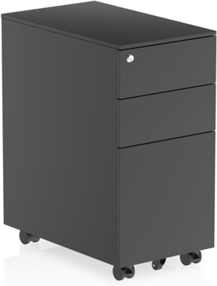 Office Monster | Steel storage Steel Slim Mobile Pedestal Black Steel storage Steel Slim Mobile Pedestal Black