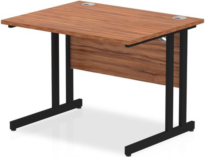 Office Monster | Impulse Impulse 1000 x 800mm Straight Desk Walnut Top Black Cantilever Leg Impulse Impulse 1000 x 800mm Straight Desk Walnut Top Black Cantilever Leg