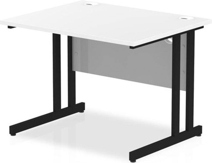 Office Monster | Impulse Impulse 1000 x 800mm Straight Desk White Top Black Cantilever Leg Impulse Impulse 1000 x 800mm Straight Desk White Top Black Cantilever Leg