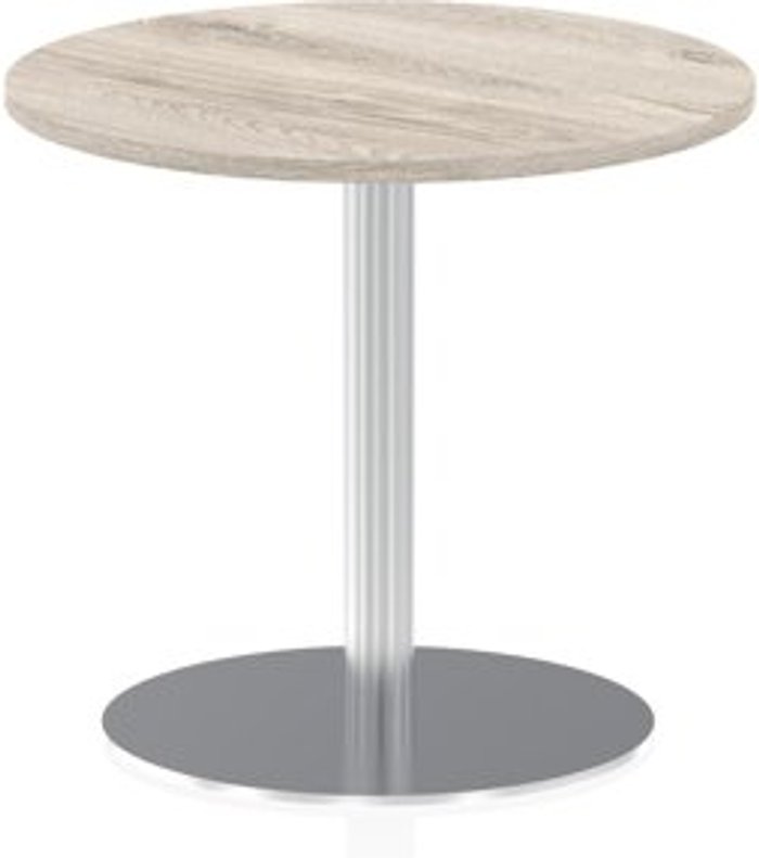 Office Monster | Italia Italia 800mm Poseur Round Table Grey Oak Top 725mm High Leg Italia Italia 800mm Poseur Round Table Grey Oak Top 725mm High Leg