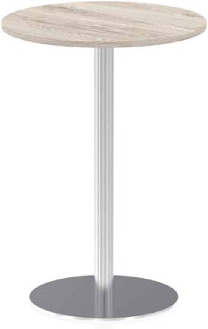 Office Monster | Italia Italia 800mm Poseur Round Table Grey Oak Top 1145mm High Leg Italia Italia 800mm Poseur Round Table Grey Oak Top 1145mm High Leg