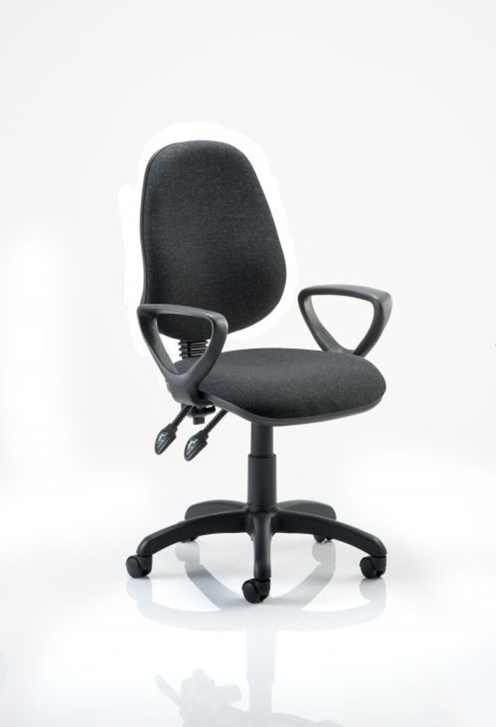 Office Monster | Eclipse II Eclipse II Lever Task Operator Chair Charcoal With Loop Arms Eclipse II Eclipse II Lever Task Operator Chair Charcoal With Loop Arms