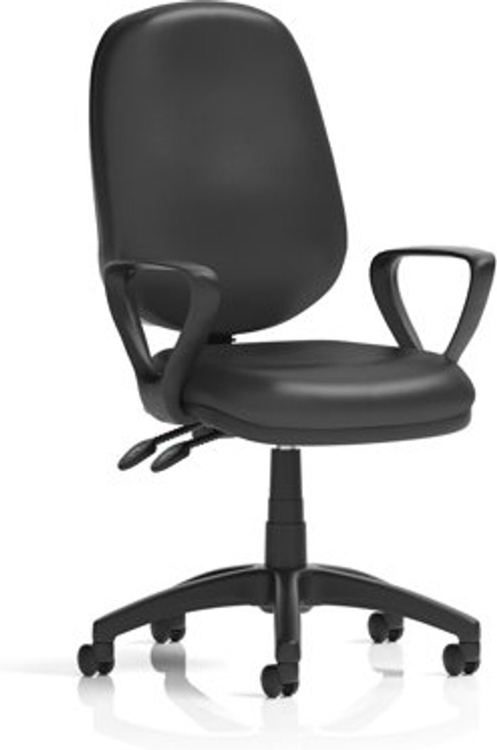 Office Monster | Eclipse II Eclipse II Lever Task Operator Chair Vinyl Black With Loop Arms Eclipse II Eclipse II Lever Task Operator Chair Vinyl Black With Loop Arms