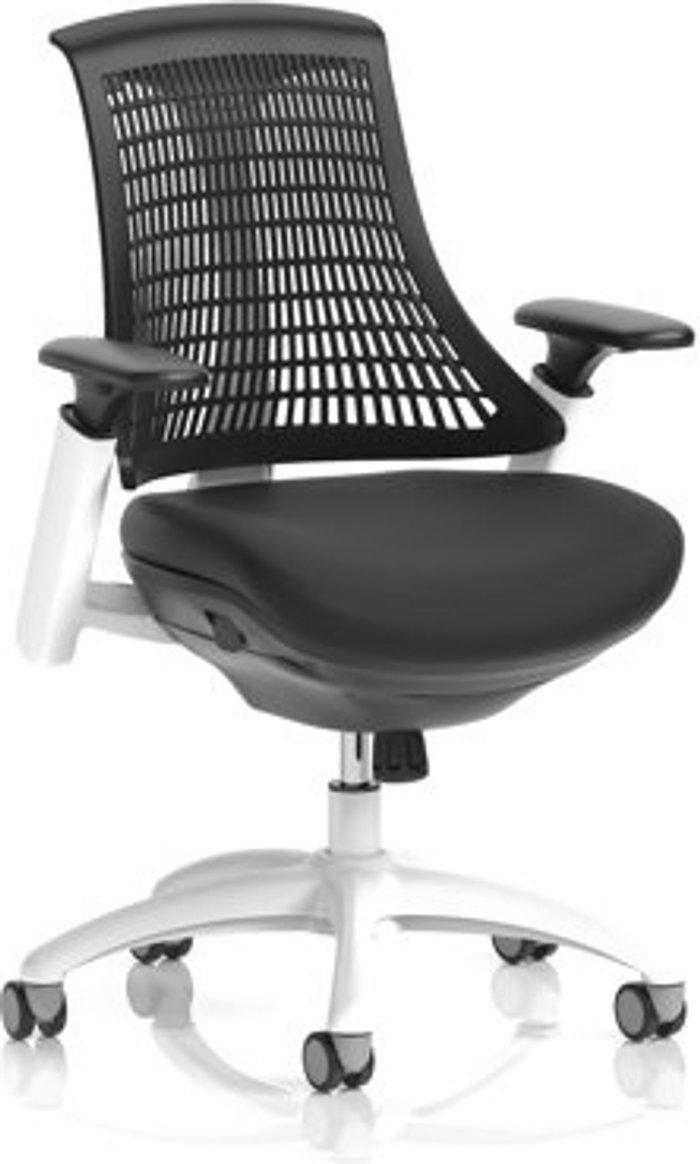 Office Monster | Flex Flex Task Operator Chair White Frame Black Fabric Seat With Black Back With Arms Flex Flex Task Operator Chair White Frame Black Fabric Seat With Black Back With Arms