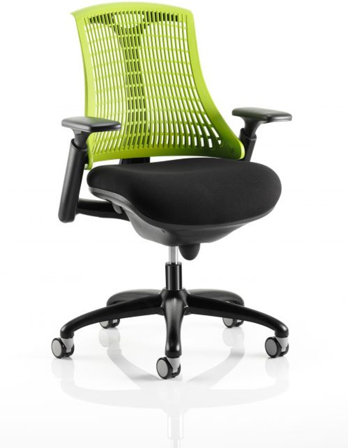 Office Monster | Flex Flex Task Operator Chair Black Frame With Black Fabric Seat Green Back With Arms Flex Flex Task Operator Chair Black Frame With Black Fabric Seat Green Back With Arms