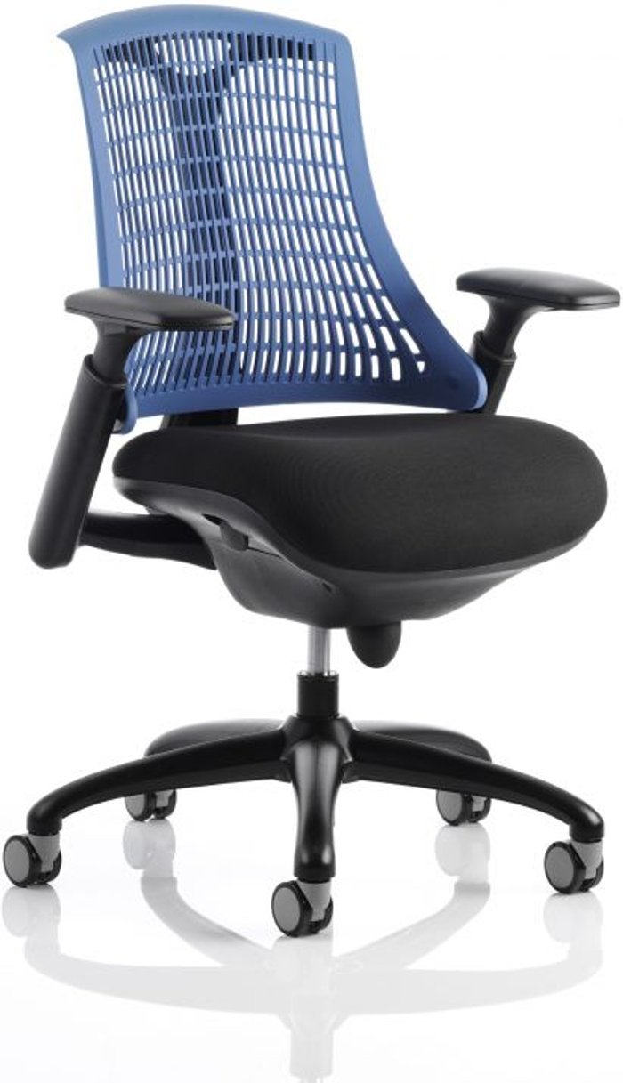 Office Monster | Flex Flex Task Operator Chair Black Frame With Black Fabric Seat Blue Back With Arms Flex Flex Task Operator Chair Black Frame With Black Fabric Seat Blue Back With Arms
