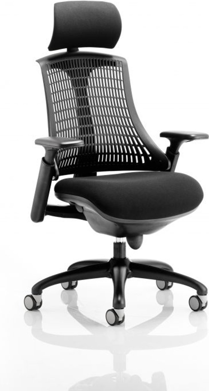Office Monster | Flex Flex Task Operator Chair Black Frame With Black Fabric Seat Black Back With Arms With Headrest Flex Flex Task Operator Chair Black Frame With Black Fabric Seat Black Back With Arms With Headrest
