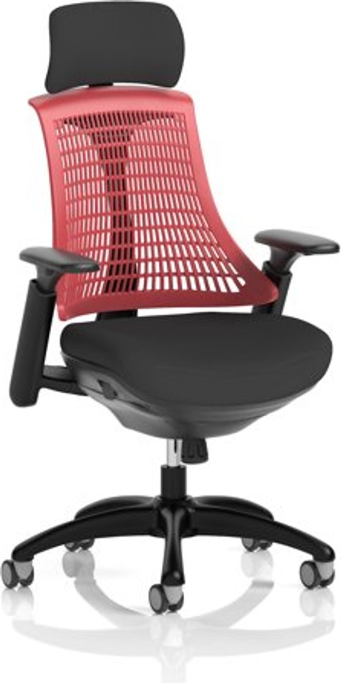 Office Monster | Flex Flex Task Operator Chair Black Frame With Black Fabric Seat Red Back With Arms With Headrest Flex Flex Task Operator Chair Black Frame With Black Fabric Seat Red Back With Arms With Headrest