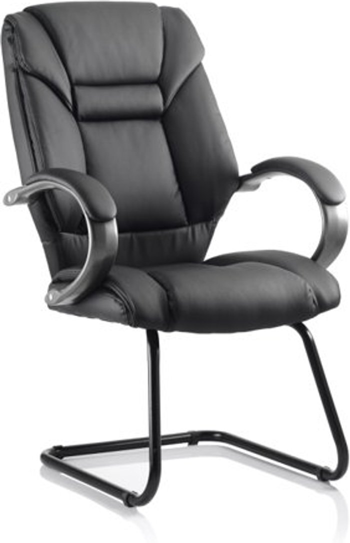 Office Monster | Galloway Galloway Cantilever Chair Black Leather With Arms Galloway Galloway Cantilever Chair Black Leather With Arms