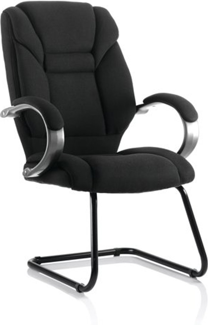 Office Monster | Galloway Galloway Cantilever Chair Black Fabric With Arms Galloway Galloway Cantilever Chair Black Fabric With Arms