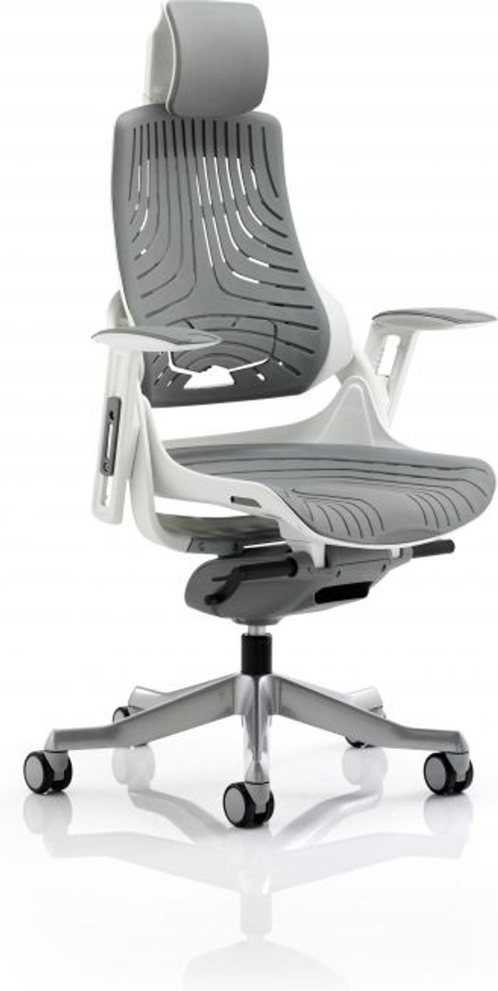 Office Monster | Zure Zure Executive Chair Elastomer Gel Grey With Arms With Headrest Zure Zure Executive Chair Elastomer Gel Grey With Arms With Headrest