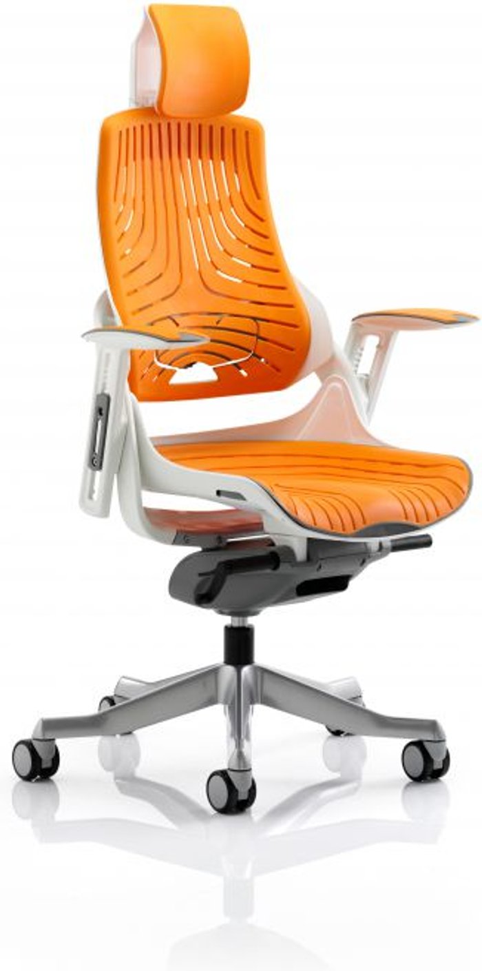 Office Monster | Zure Zure Executive Chair Elastomer Gel Orange With Arms With Headrest Zure Zure Executive Chair Elastomer Gel Orange With Arms With Headrest