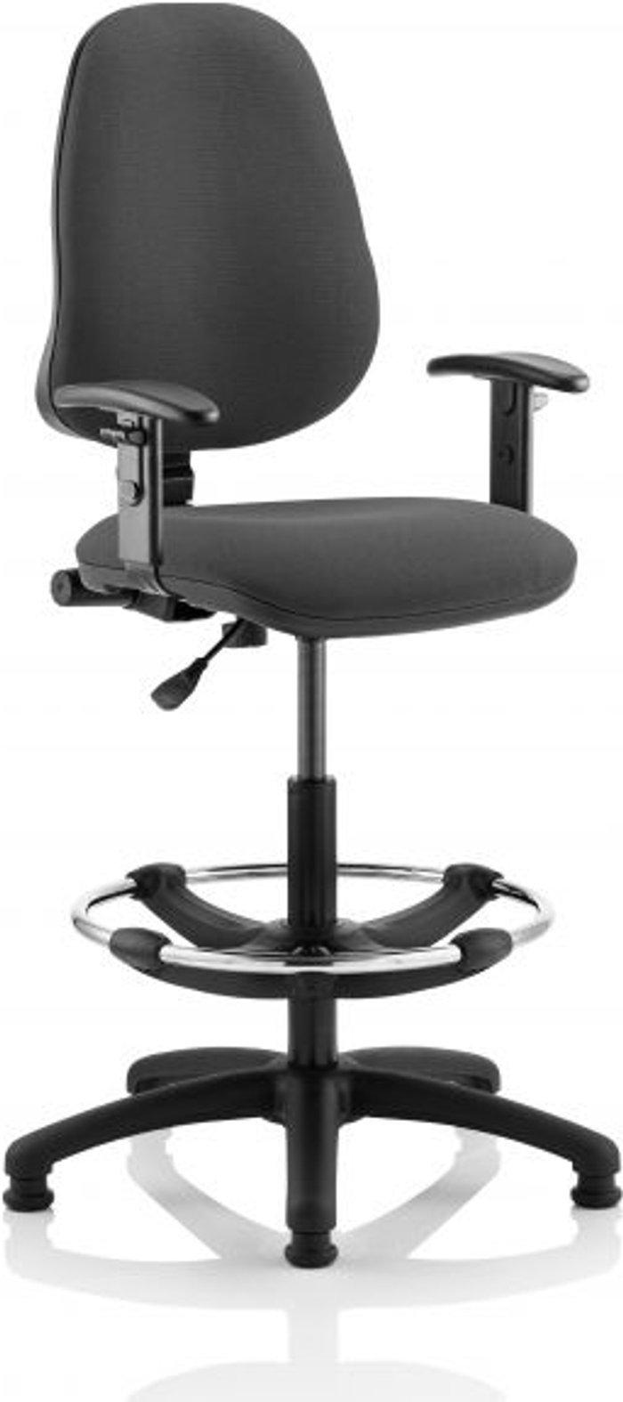Office Monster | Eclipse I Eclipse I Lever Task Operator Chair Charcoal With Height Adjustable Arms With Hi Rise Draughtsman Kit Eclipse I Eclipse I Lever Task Operator Chair Charcoal With Height Adjustable Arms With Hi Rise Draughtsman Kit