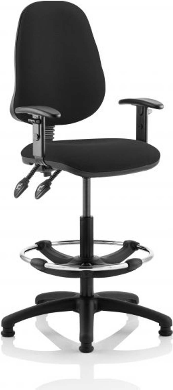 Office Monster | Eclipse II Eclipse II Lever Task Operator Chair Black With Height Adjustable Arms With Hi Rise Draughtsman Kit Eclipse II Eclipse II Lever Task Operator Chair Black With Height Adjustable Arms With Hi Rise Draughtsman Kit