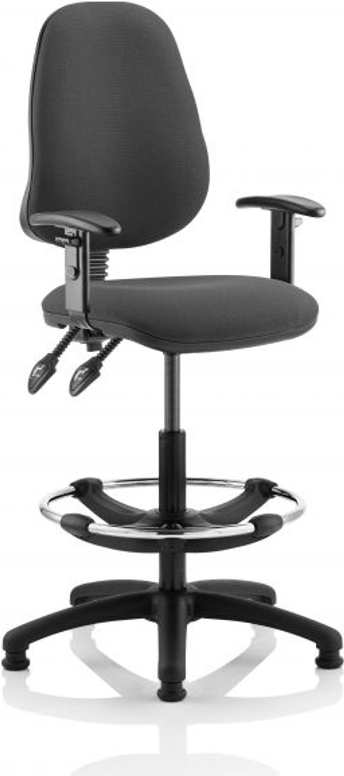 Office Monster | Eclipse II Eclipse II Lever Task Operator Chair Charcoal With Height Adjustable Arms With Hi Rise Draughtsman Kit Eclipse II Eclipse II Lever Task Operator Chair Charcoal With Height Adjustable Arms With Hi Rise Draughtsman Kit