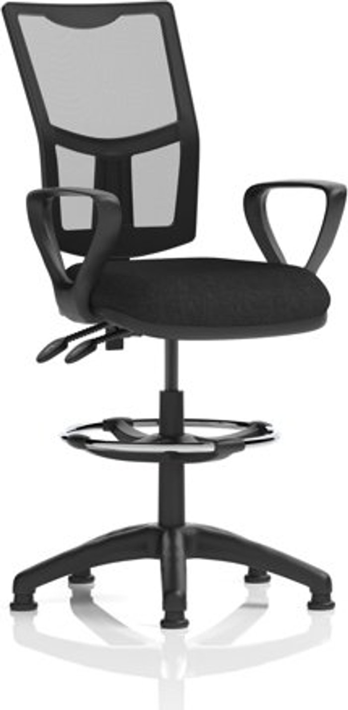 Office Monster | Eclipse II Eclipse II Lever Task Operator Chair Mesh Back With Black Seat With loop Arms With Hi Rise Draughtsman Kit Eclipse II Eclipse II Lever Task Operator Chair Mesh Back With Black Seat With loop Arms With Hi Rise Draughtsman Kit