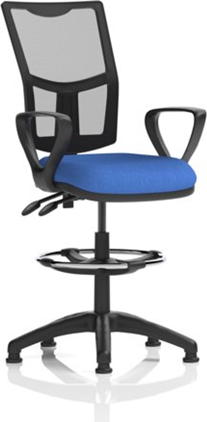 Office Monster | Eclipse II Eclipse II Lever Task Operator Chair Mesh Back With Blue Seat With loop Arms With Hi Rise Draughtsman Kit Eclipse II Eclipse II Lever Task Operator Chair Mesh Back With Blue Seat With loop Arms With Hi Rise Draughtsman Kit