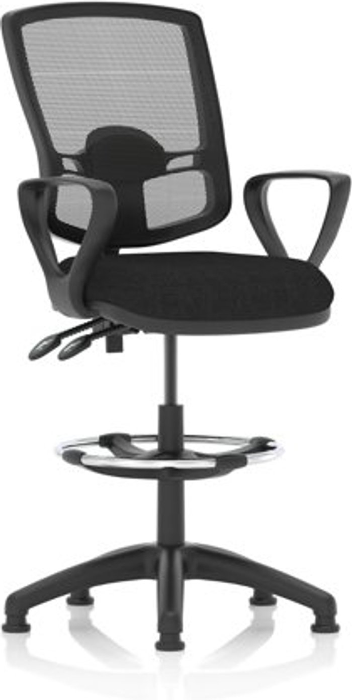 Office Monster | Eclipse Plus Eclipse Plus II Lever Task Operator Chair Mesh Back Deluxe With Black Seat With loop Arms With Hi Rise Draughtsman Kit Eclipse Plus Eclipse Plus II Lever Task Operator Chair Mesh Back Deluxe With Black Seat With loop Arms With Hi Rise Draughtsman Kit