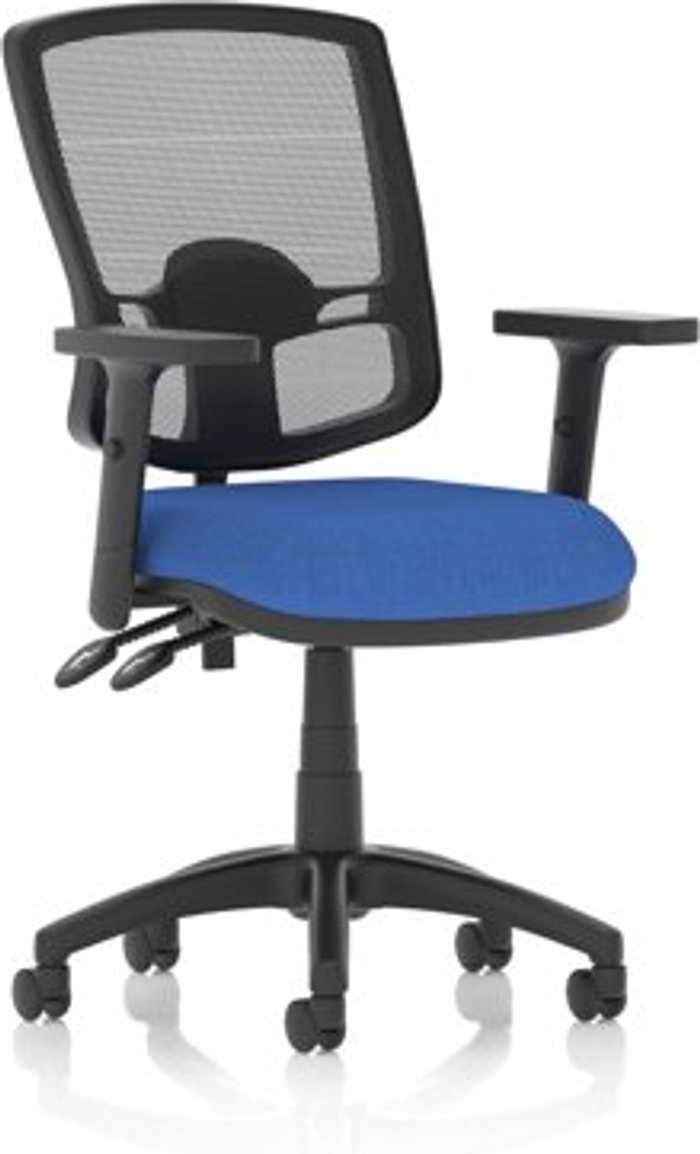 Office Monster | Eclipse Plus Eclipse Plus II Lever Task Operator Chair Mesh Back Deluxe With Blue Seat With Height Adjustable Arms Eclipse Plus Eclipse Plus II Lever Task Operator Chair Mesh Back Deluxe With Blue Seat With Height Adjustable Arms