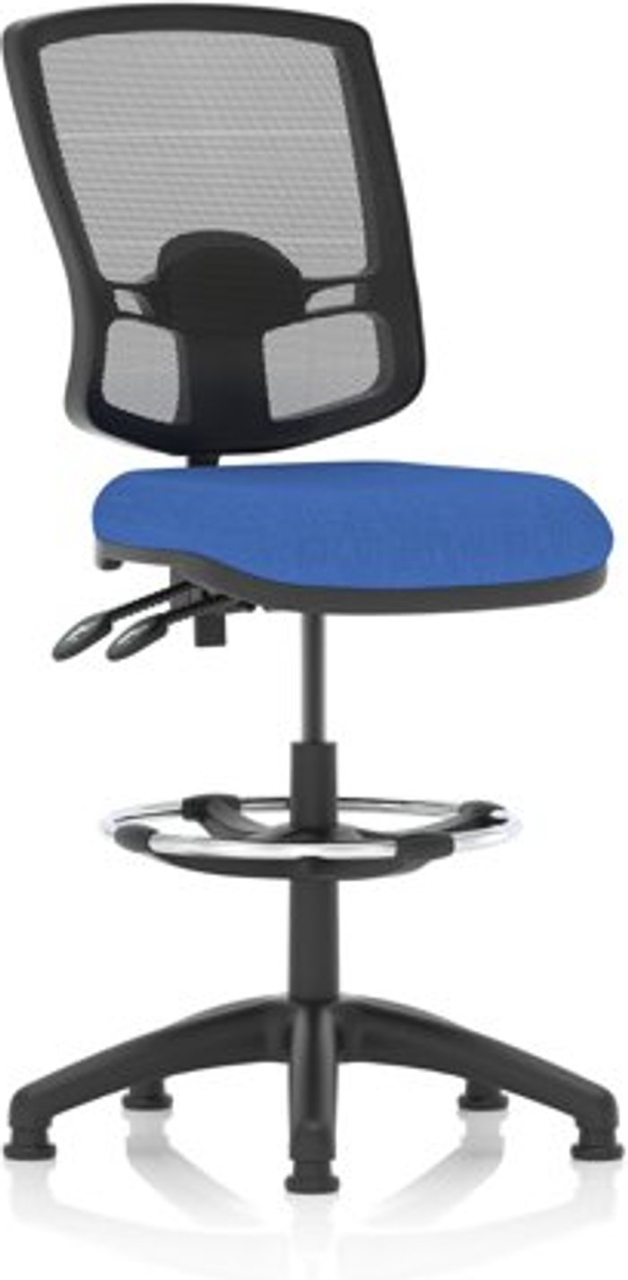 Office Monster | Eclipse Plus Eclipse Plus II Lever Task Operator Chair Mesh Back Deluxe With Blue Seat With Hi RiseDraughtsman Kit Eclipse Plus Eclipse Plus II Lever Task Operator Chair Mesh Back Deluxe With Blue Seat With Hi RiseDraughtsman Kit