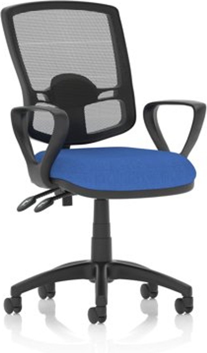 Office Monster | Eclipse Plus Eclipse Plus II Lever Task Operator Chair Mesh Back Deluxe With Blue Seat With loop Arms Eclipse Plus Eclipse Plus II Lever Task Operator Chair Mesh Back Deluxe With Blue Seat With loop Arms