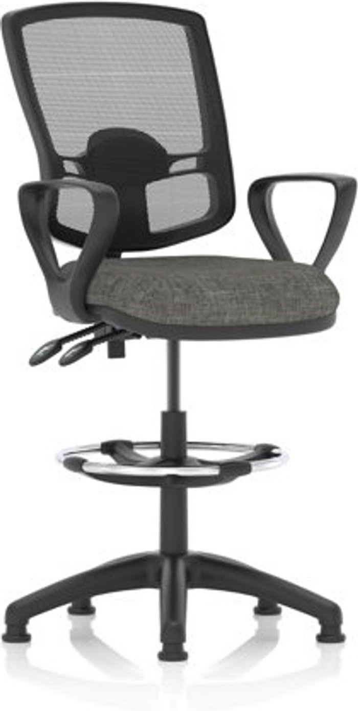 Office Monster | Eclipse Plus Eclipse Plus II Lever Task Operator Chair Mesh Back Deluxe With Charcoal Seat With loop Arms With Hi RiseDraughtsman Kit Eclipse Plus Eclipse Plus II Lever Task Operator Chair Mesh Back Deluxe With Charcoal Seat With loop Arms With Hi RiseDraughtsman Kit