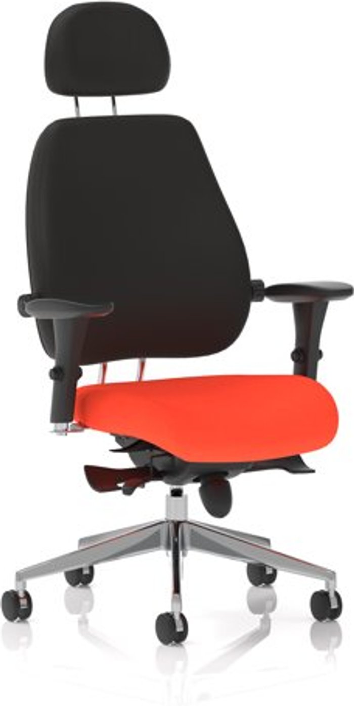 Office Monster | Chiro Chiro Plus Ultimate With Headrest Bespoke Colour Seat Orange Chiro Chiro Plus Ultimate With Headrest Bespoke Colour Seat Orange
