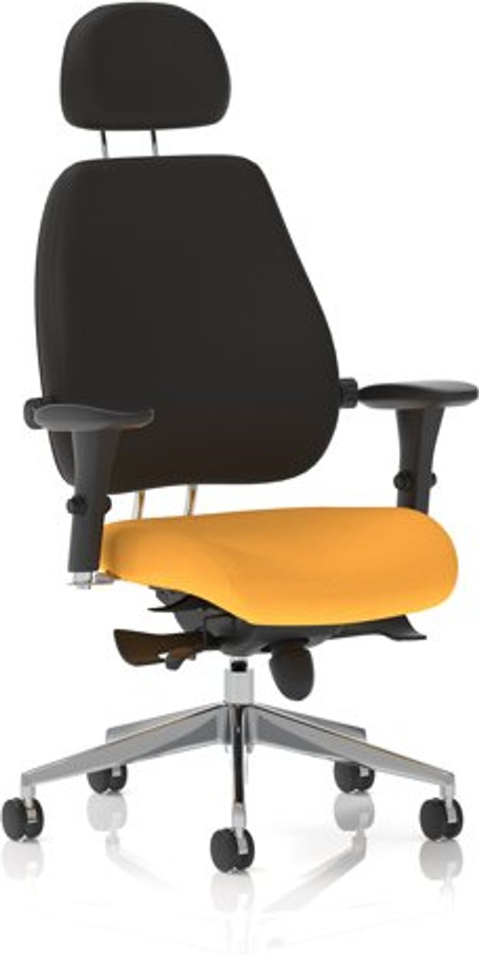 Office Monster | Chiro Chiro Plus Ultimate With Headrest Bespoke Colour Seat Yellow Chiro Chiro Plus Ultimate With Headrest Bespoke Colour Seat Yellow