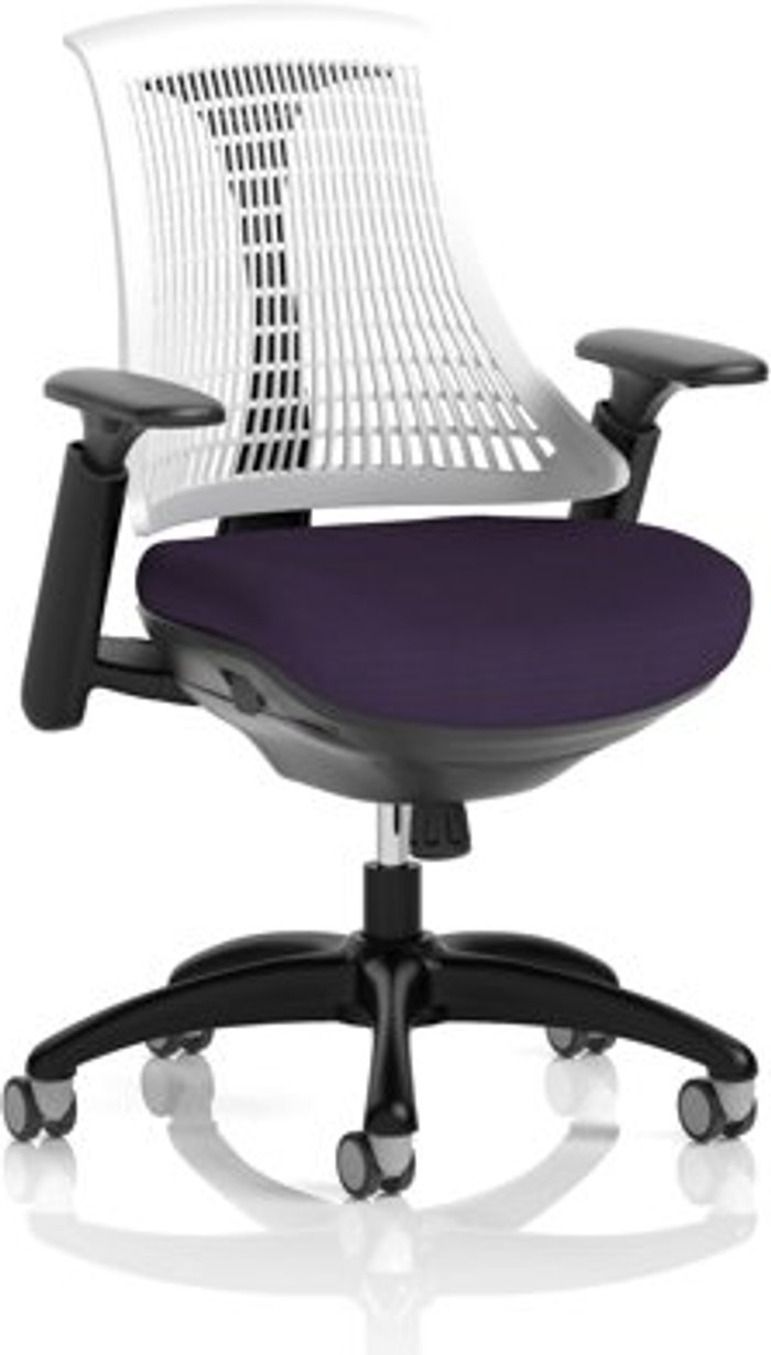 Office Monster | Flex Flex Task Operator Chair Black Frame White Back Bespoke Colour Seat Purple Flex Flex Task Operator Chair Black Frame White Back Bespoke Colour Seat Purple