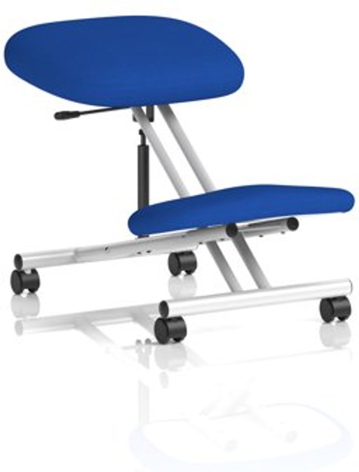 Office Monster | Kneeler Kneeling Stool Silver Frame Bespoke Colour Stevia Blue Kneeler Kneeling Stool Silver Frame Bespoke Colour Stevia Blue